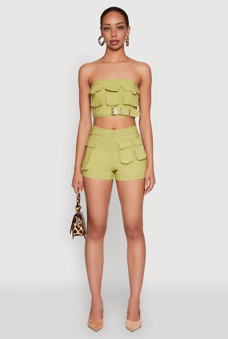 Womens Hyper Stretch Utility Tube Top, Green, Size S