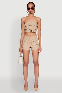 Womens Hyper Stretch Utility Shorts, Khaki, Size L