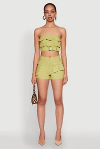 Womens Hyper Stretch Utility Shorts, Green, Size S