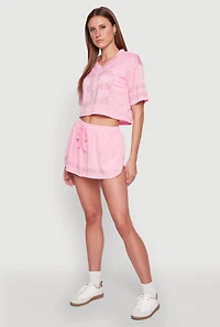 Womens Rhinestone Stripe Shorts, Pink, Size S