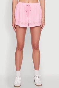 Womens Rhinestone Stripe Shorts, Pink, Size S
