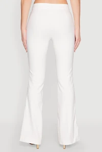 Womens Flared Pull On Dress Pants, White, Size M
