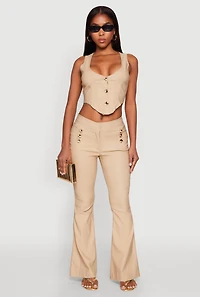 Flared Pull On Dress Pants