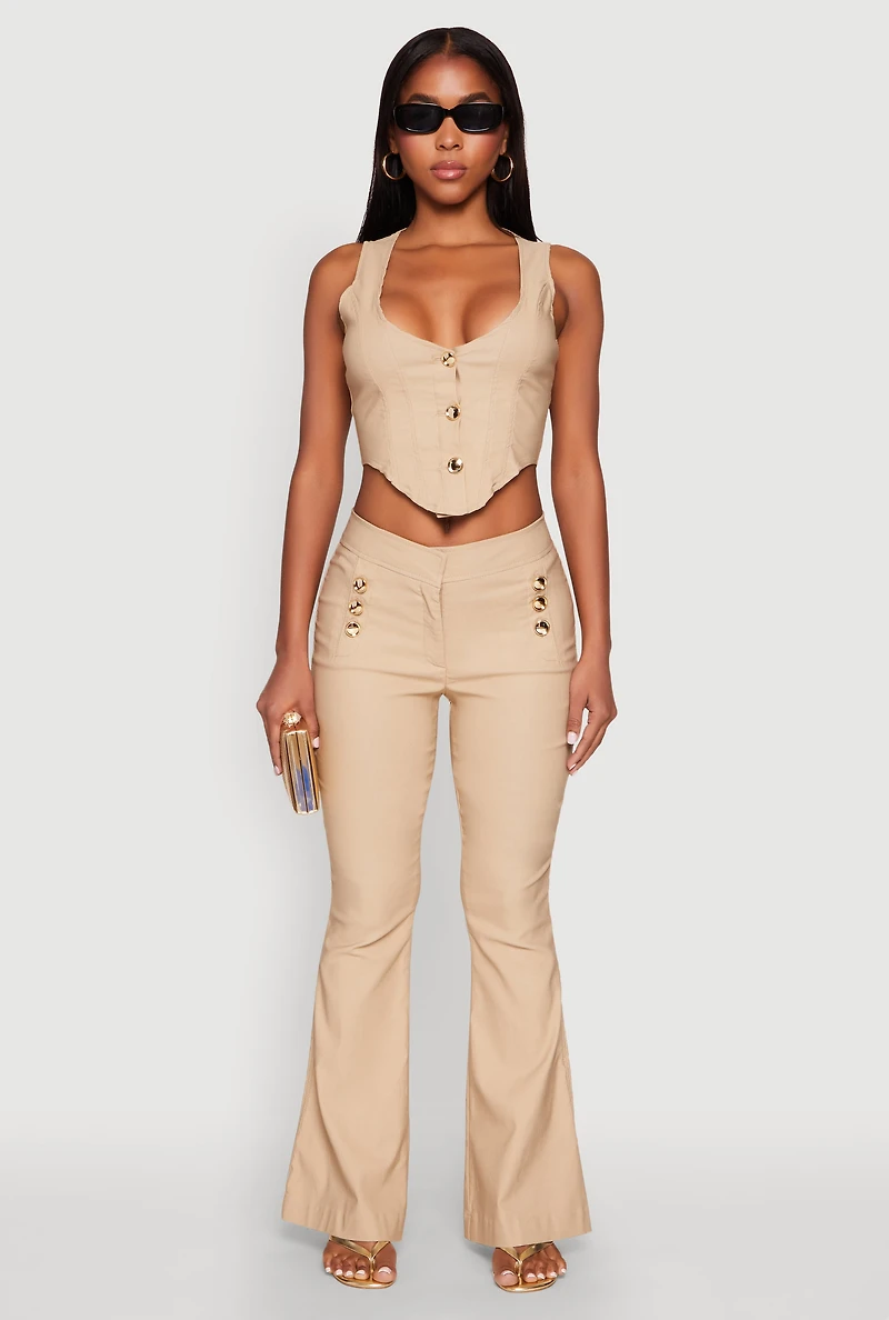 Womens Flared Pull On Dress Pants, L