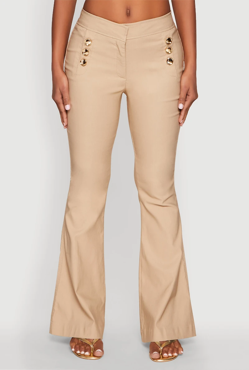 Womens Flared Pull On Dress Pants, L