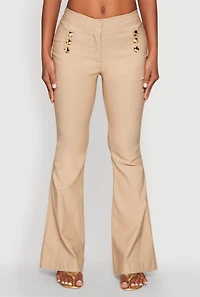 Womens Flared Pull On Dress Pants, L
