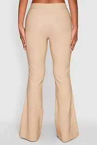 Womens Flared Pull On Dress Pants, Beige, Size S