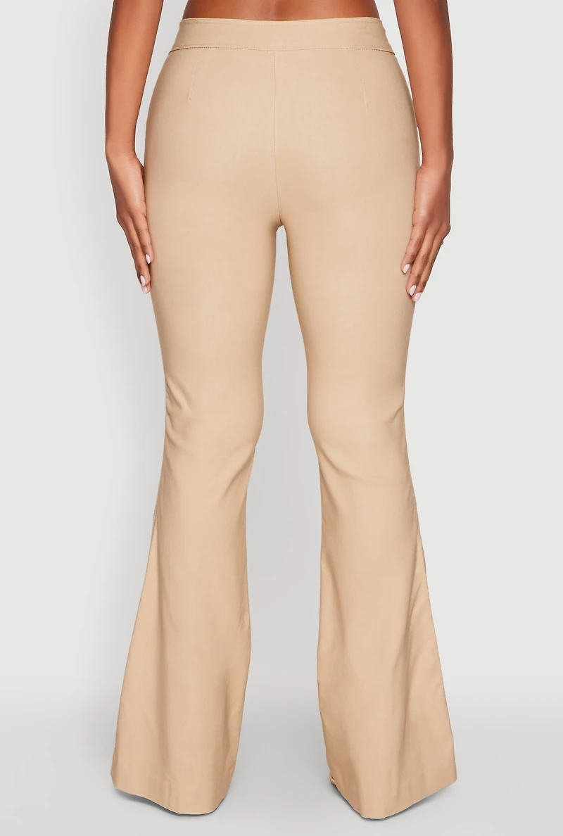 Womens Flared Pull On Dress Pants, L