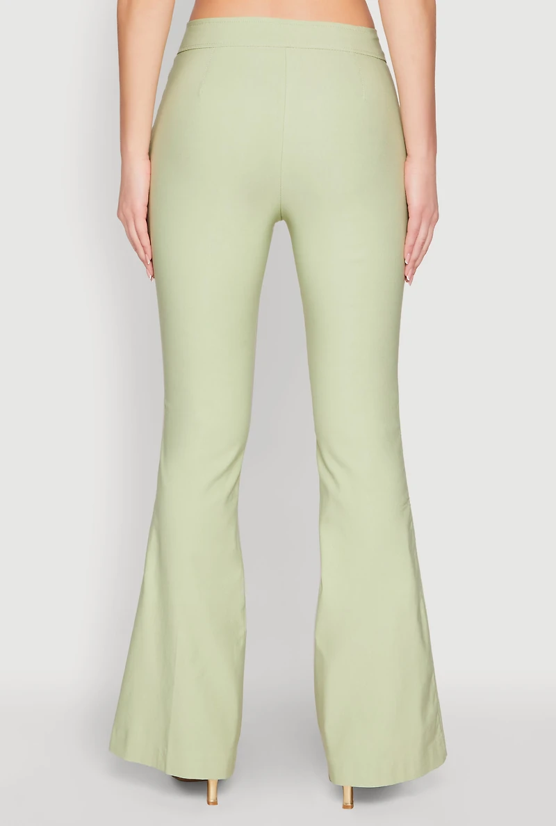 Womens Flared Pull On Dress Pants, Green, Size L