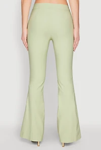 Womens Flared Pull On Dress Pants, Green, Size L