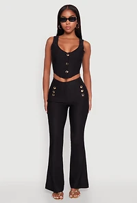 Womens Cropped Corset Detail Vest, Black, Size L