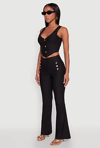 Womens Cropped Corset Detail Vest, Black, Size L