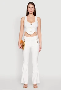 Womens Cropped Corset Detail Vest, White, Size M