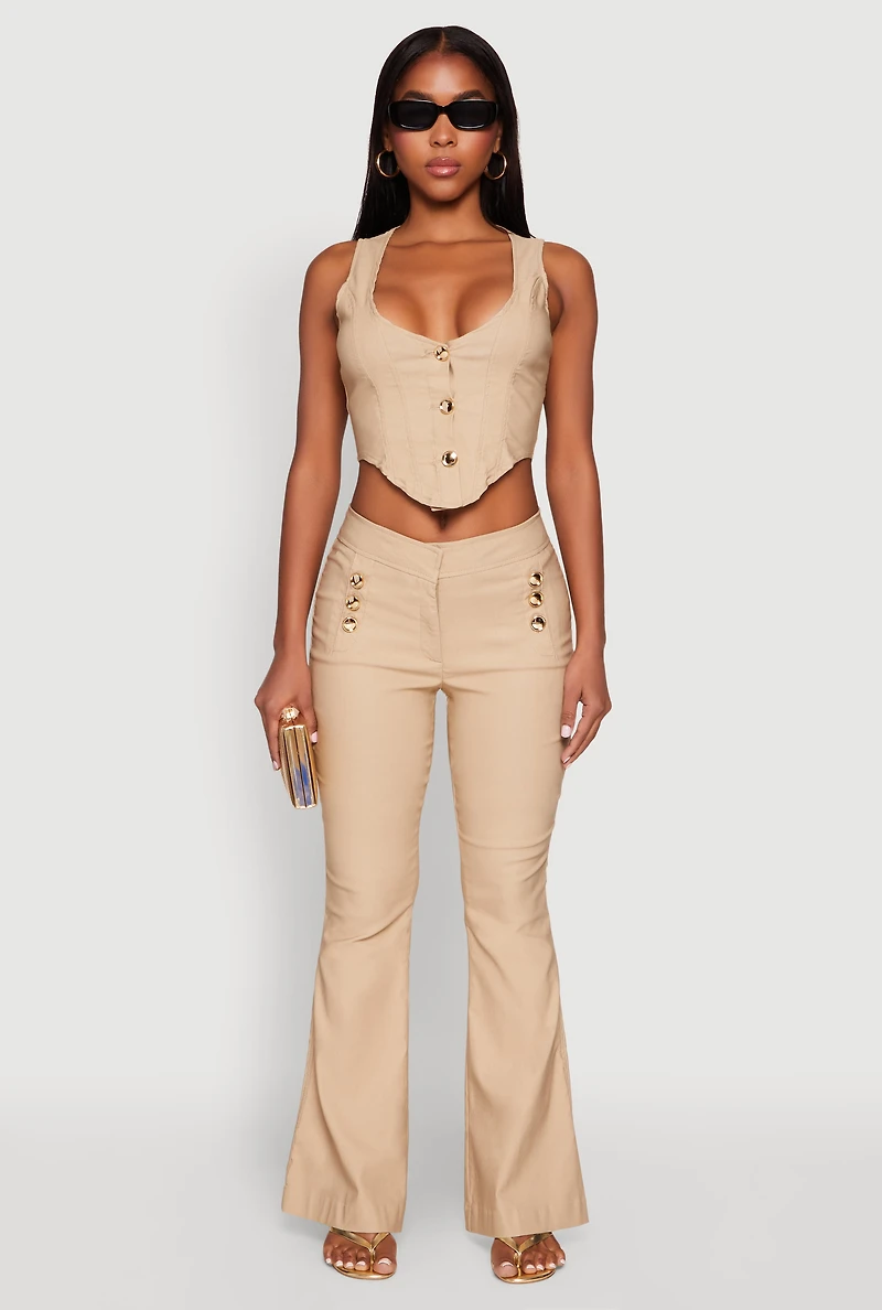 Womens Cropped Corset Detail Vest,