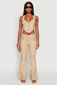Womens Cropped Corset Detail Vest,