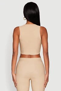 Womens Cropped Corset Detail Vest,