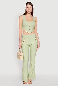Womens Cropped Corset Detail Vest, Green, Size S