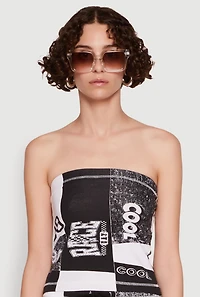 Womens Race Day Patchwork Print Tube Top, Multi, Size M