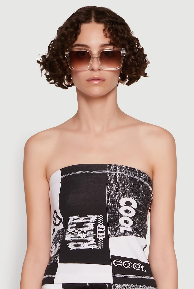 Womens Race Day Patchwork Print Tube Top, Multi,