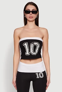 Varsity Stripe Graphic Print Tube Top