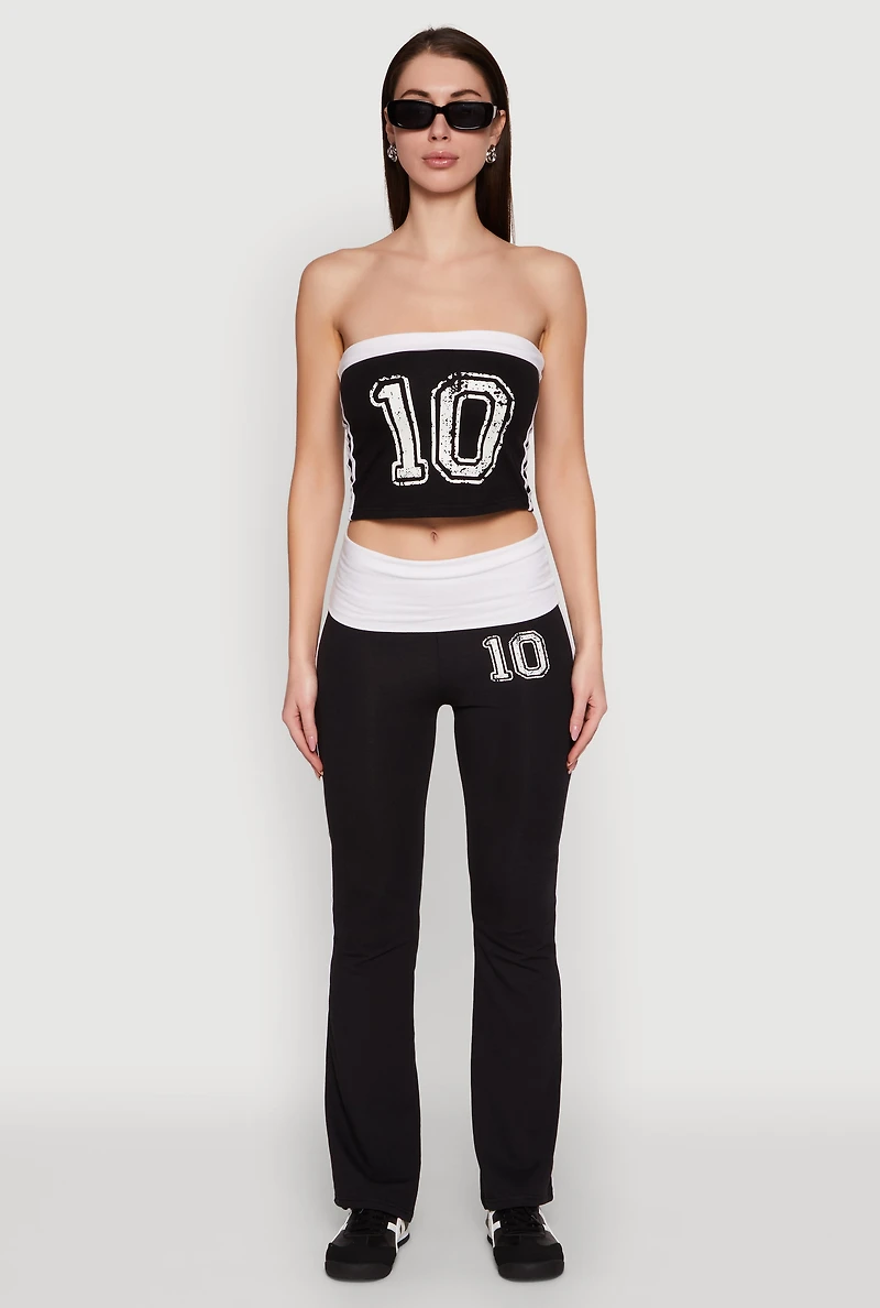Varsity Stripe Graphic Print Tube Top