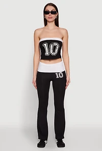 Womens Varsity Stripe Graphic Print Pants, Black, Size L