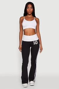 Womens Varsity Stripe Graphic Print Pants,
