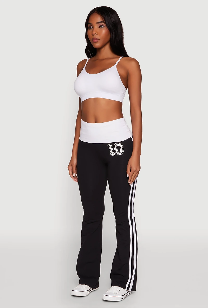 Womens Varsity Stripe Graphic Print Pants,