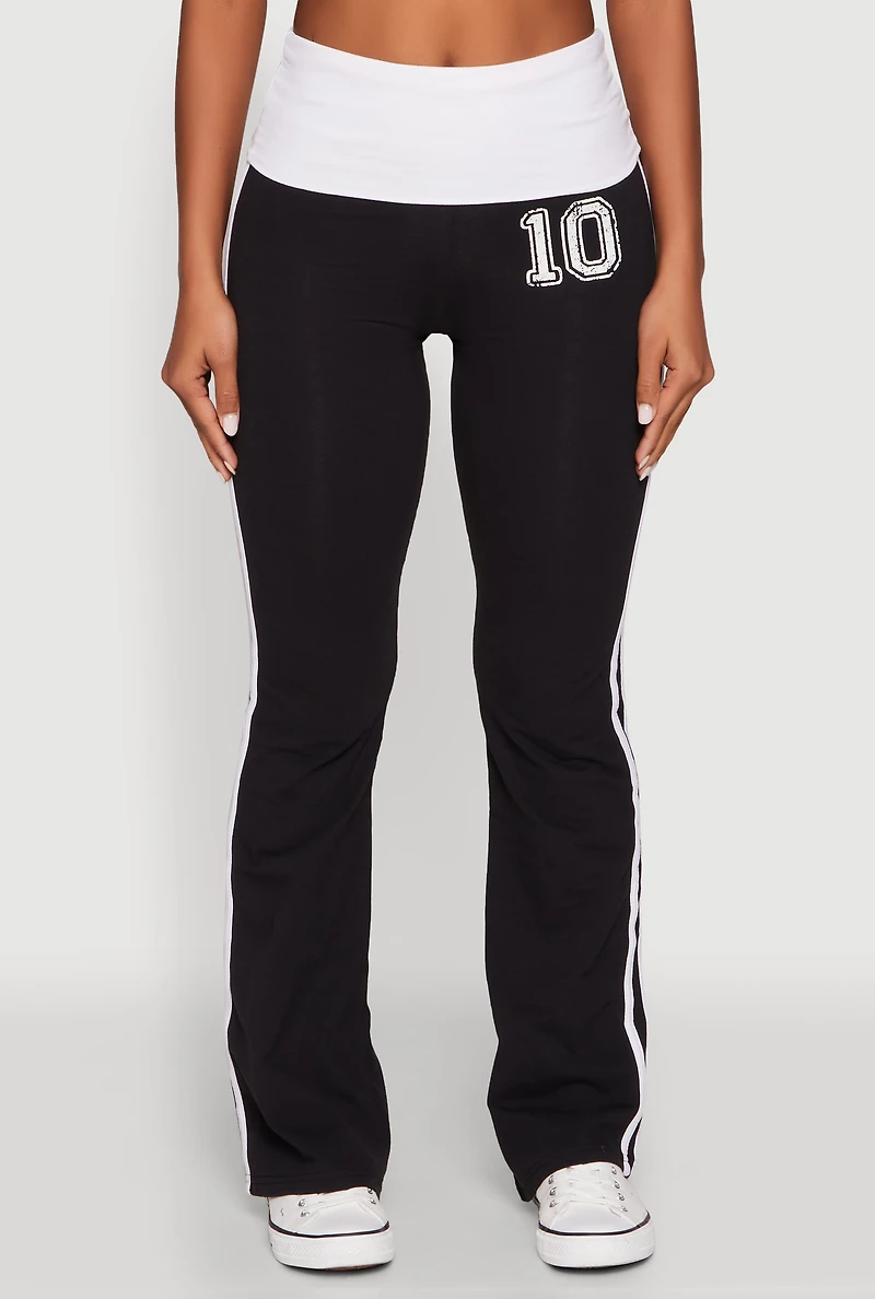 Womens Varsity Stripe Graphic Print Pants,