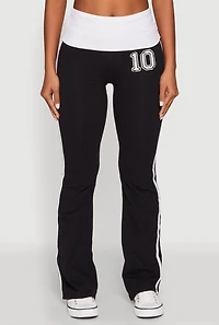 Womens Varsity Stripe Graphic Print Pants,