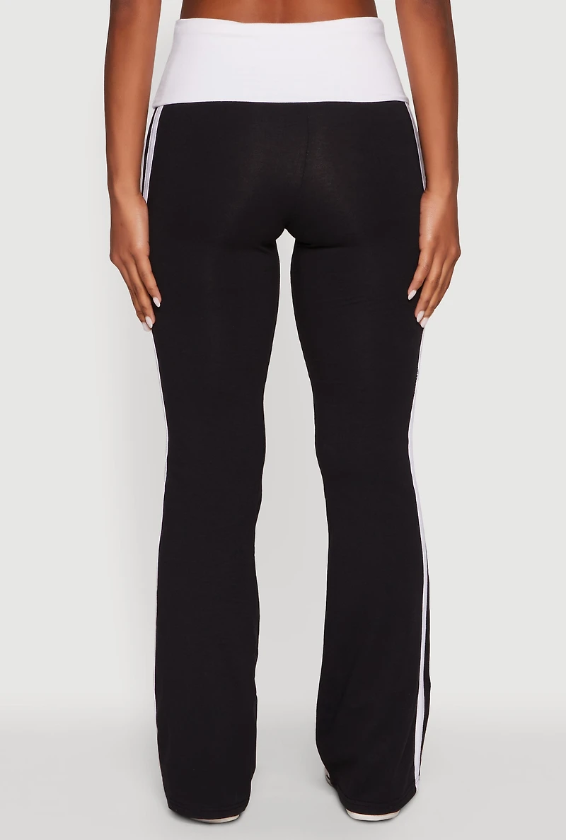 Womens Varsity Stripe Graphic Print Pants,