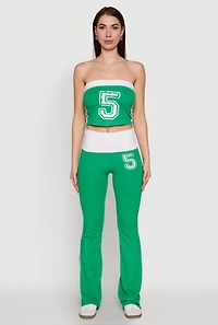 Womens Varsity Stripe Graphic Print Pants, Green, Size S