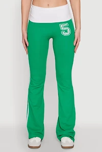Womens Varsity Stripe Graphic Print Pants, Green, Size S