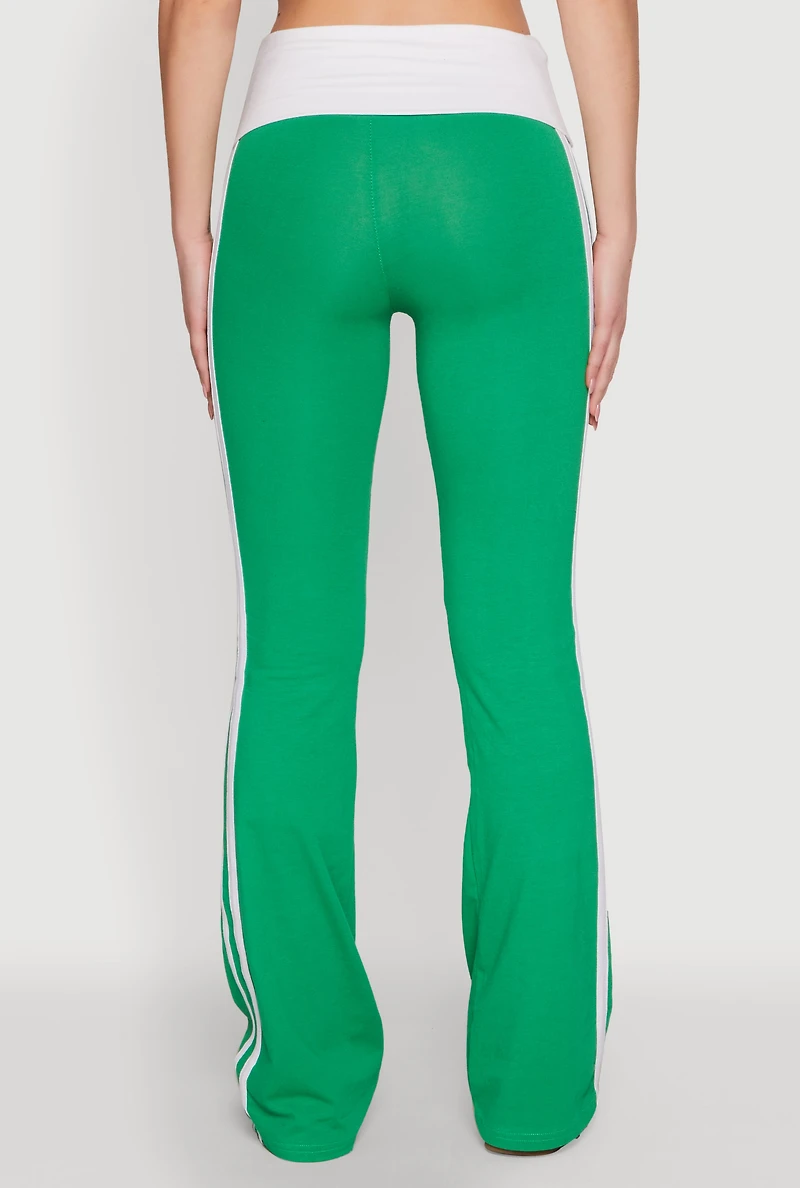 Womens Varsity Stripe Graphic Print Pants, Green, Size S