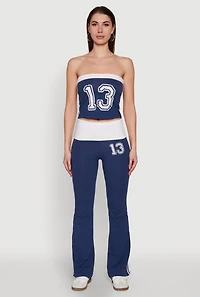 Womens Varsity Stripe Graphic Print Pants, Blue, Size M