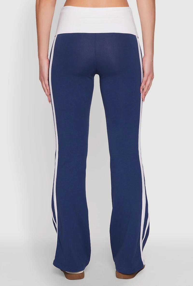Womens Varsity Stripe Graphic Print Pants, Blue, Size M