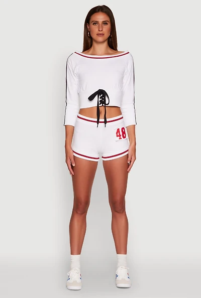 Womens 48 Athletic Shorts, White, Size L