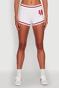 Womens 48 Athletic Shorts, White, Size S