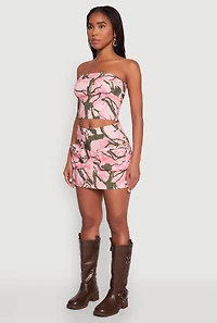 Womens Hunter Camo Corset Tube Top, Pink, Size M
