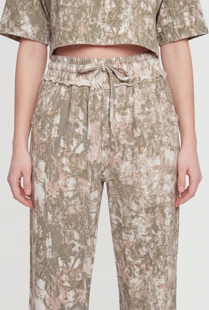 Drawstring High Waisted Fleece Lined Pants