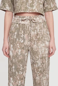 Drawstring High Waisted Fleece Lined Pants