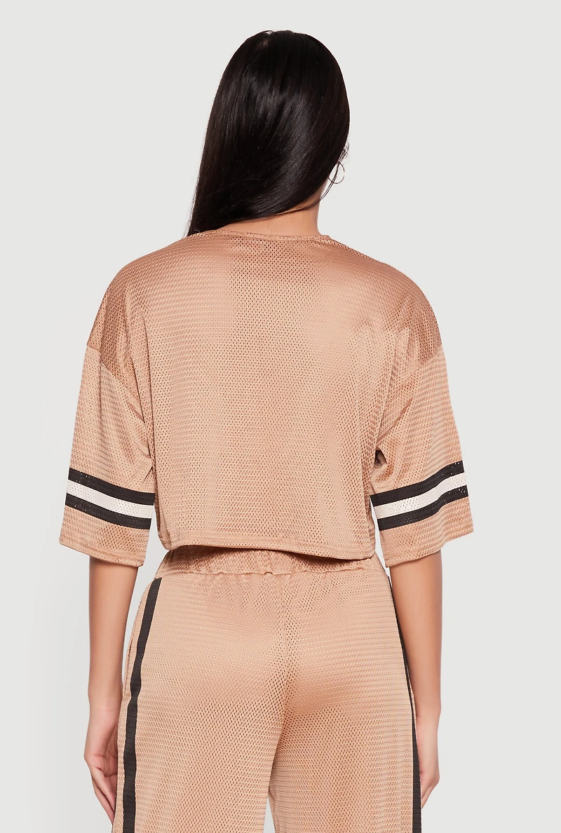 Lace Trim 05 Graphic Cropped Mesh Jersey