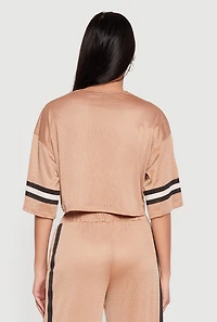 Lace Trim 05 Graphic Cropped Mesh Jersey