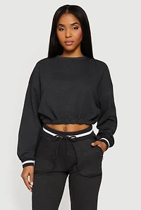 Long Sleeve Crew Neck Cropped Pullover