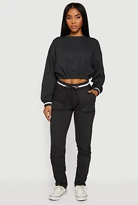 Drawstring Waist Ruched Skinny Leg Pants