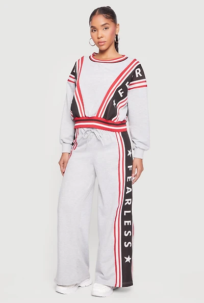 Fearless Graphic Side Stripe Wide Leg Sweatpants