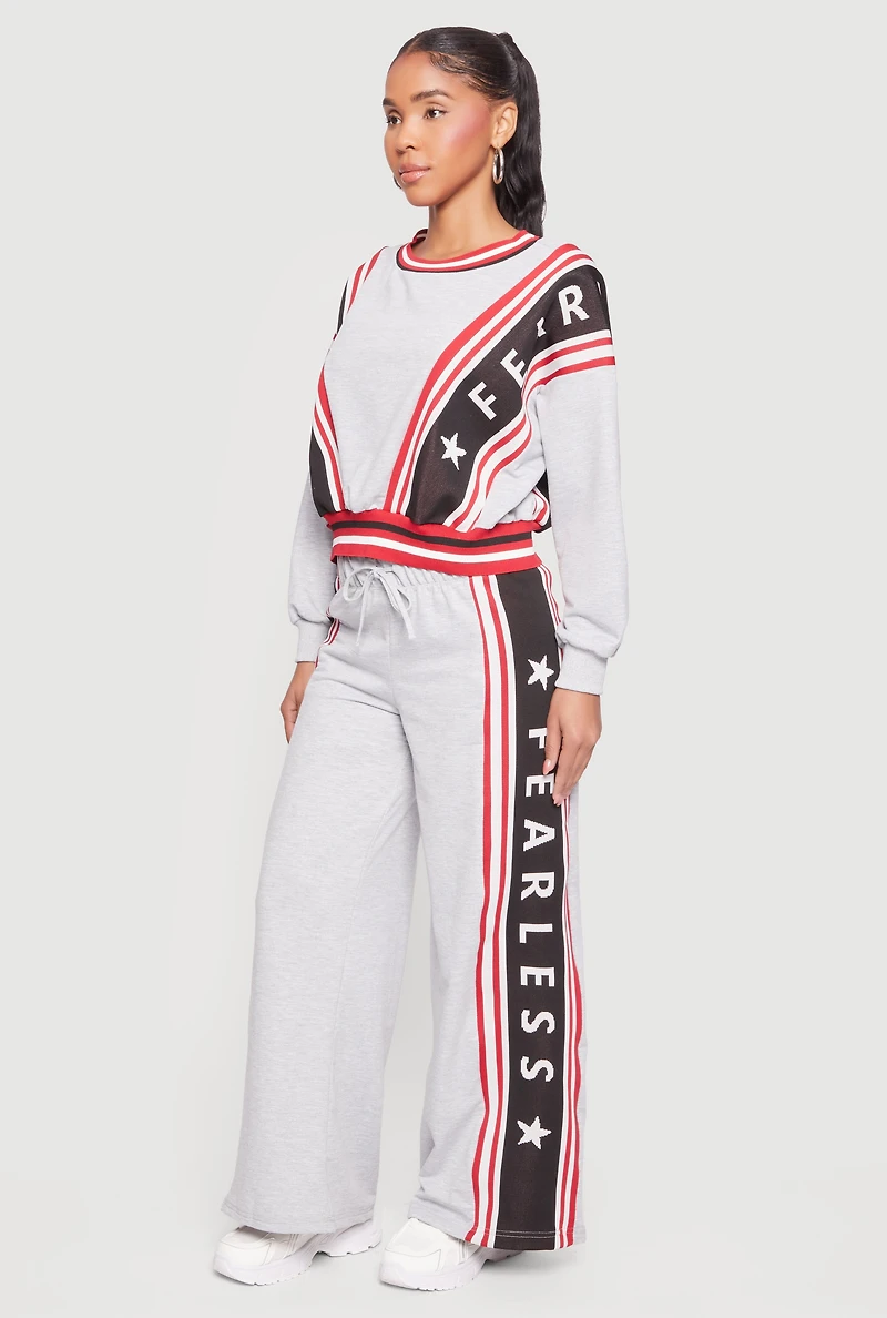 Fearless Graphic Side Stripe Wide Leg Sweatpants