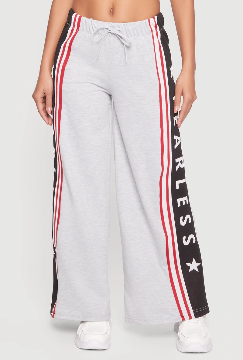 Fearless Graphic Side Stripe Wide Leg Sweatpants