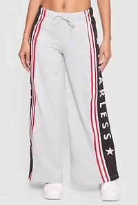 Fearless Graphic Side Stripe Wide Leg Sweatpants