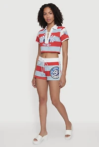 Graphic Striped Drawstring Shorts